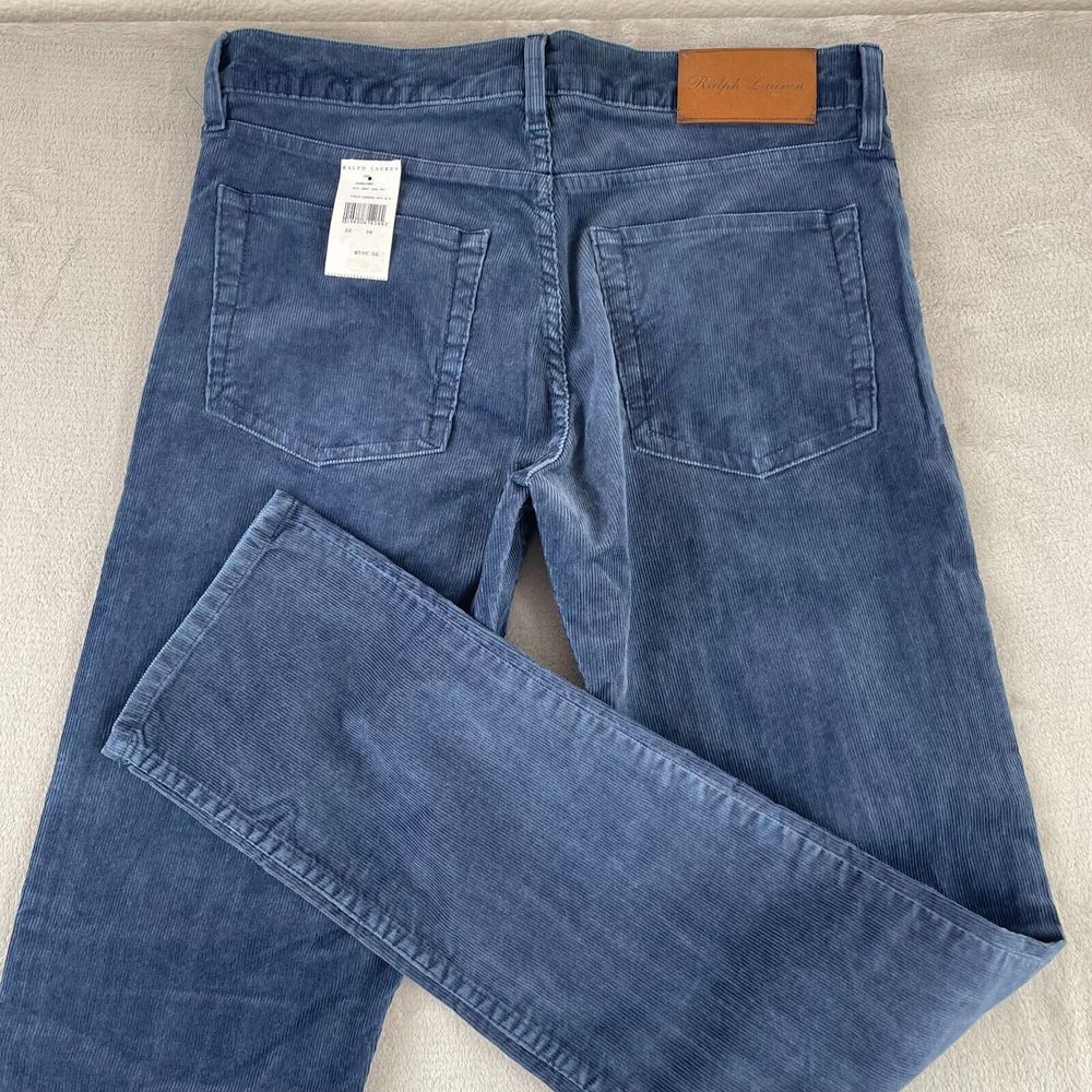Ralph Lauren Purple Label Corduroy Pant Men 32x34 Blue Slim Fit Stretch Nwt $595